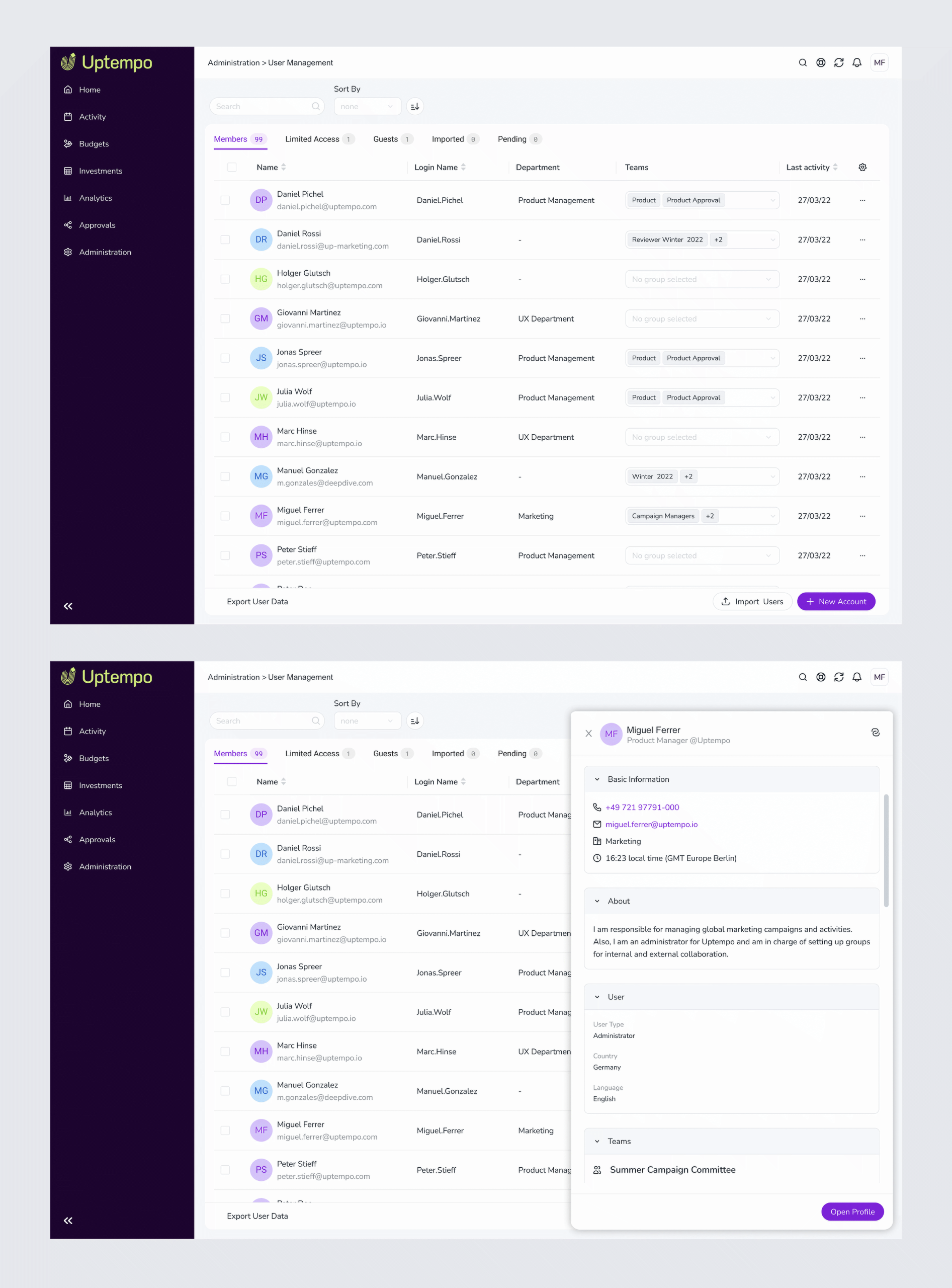 Uptempo User Management 1
