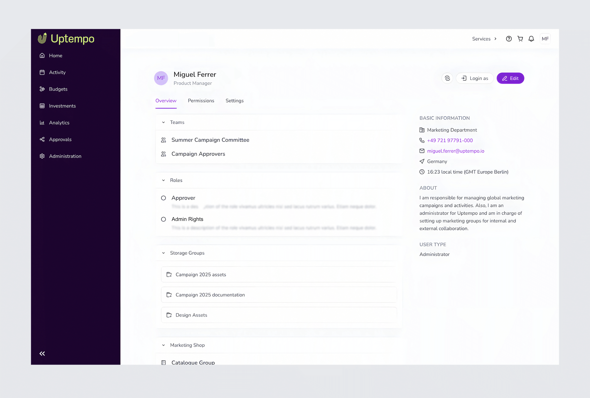 Uptempo User Management 2